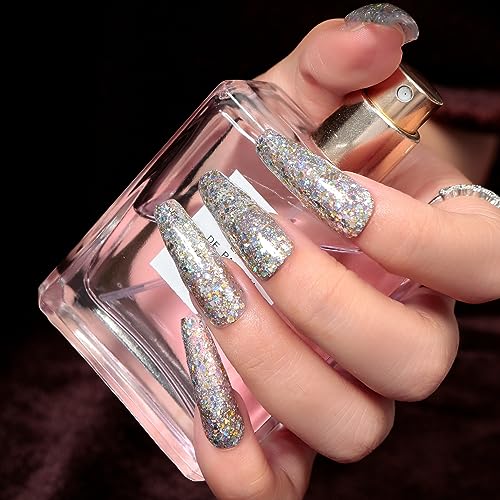 MAYCHAO 15ML Stellar Glitter Gel Nail Polish 1Pc Stella Glitter Gel Polish Soak Off UV LED Nail Polish Nail Art Starter Manicure Salon DIY at Home, 0.5 OZ