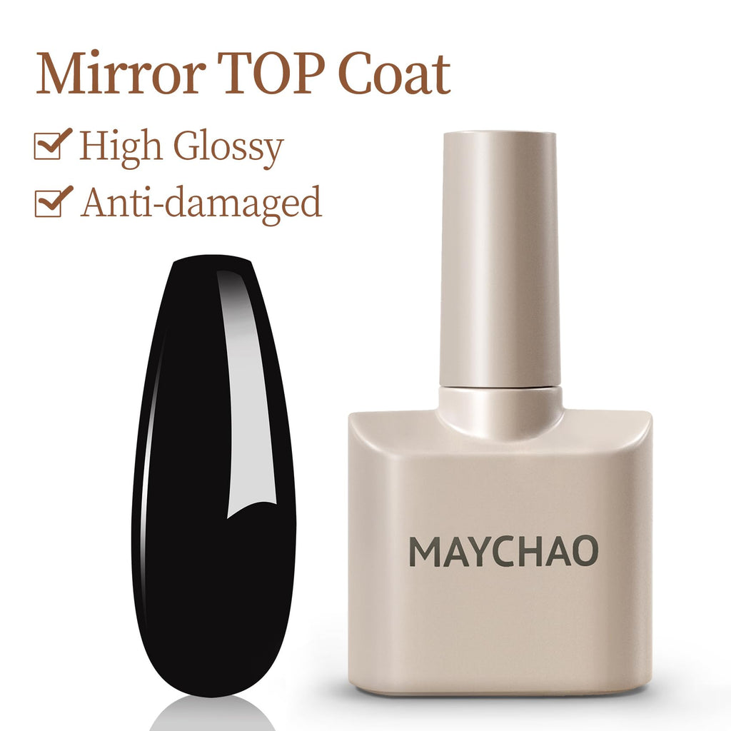 MAYCHAO 2 Pcs 15ml Gel Top and Base Coat Set, Clear Base and No Wipe Shiny Top Coat Gel Nail Polish UV LED Nail Lamp Need Long Lasting Gel Nail Lacquer Nail Art Design Manicure for Women