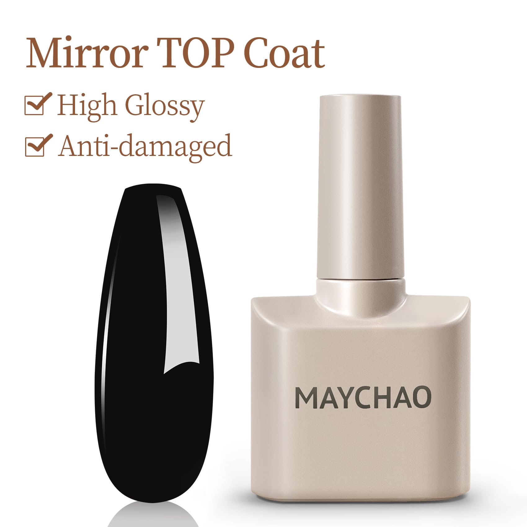 MAYCHAO 2 Pcs 15ml Gel Top and Base Coat Set, Clear Base and No Wipe Shiny Top Coat Gel Nail Polish UV LED Nail Lamp Need Long Lasting Gel Nail Lacquer Nail Art Design Manicure for Women
