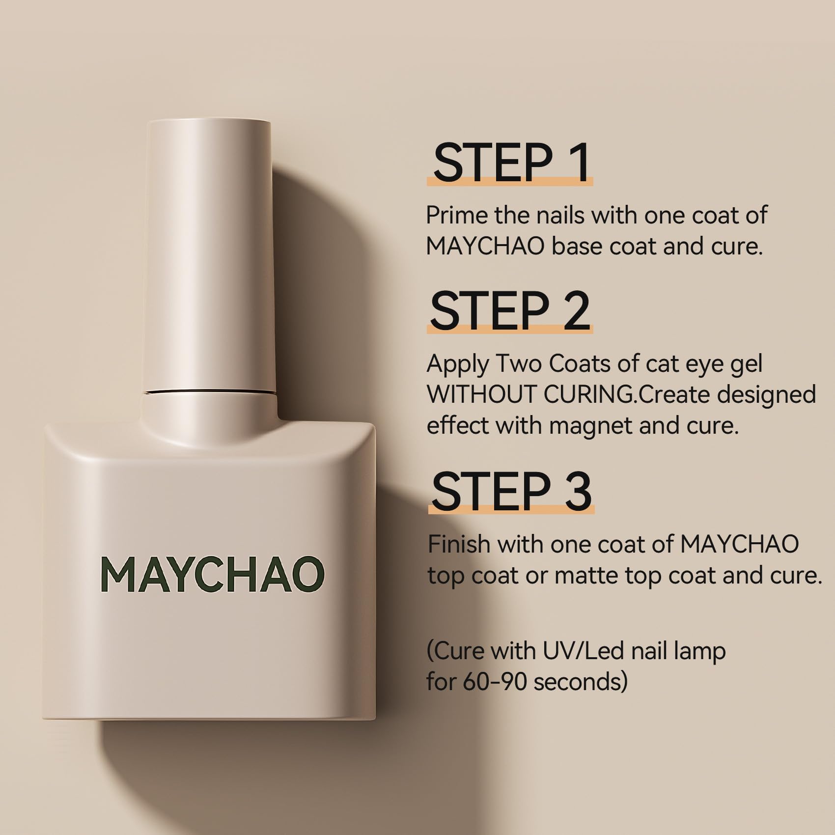 MAYCHAO 15ML Crystal Glassy Nude Cat Eye Gel Nail Polish 1Pc Silk Nude Cat Eye Gel Polish with Magnet Soak off Holographic Magnetic Nail Polish for Nail Art Manicure Salon DIY at Home, 0.5 OZ