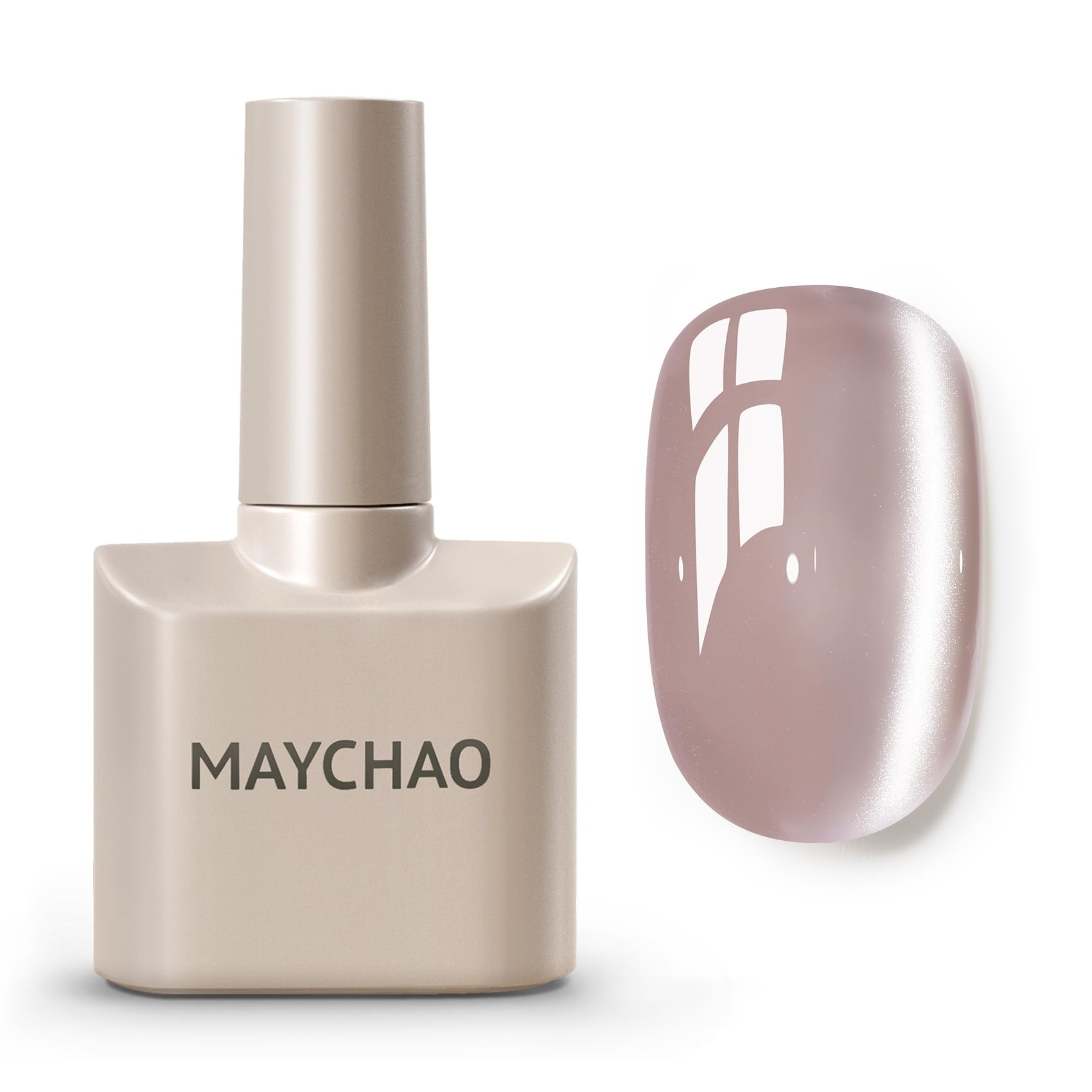 MAYCHAO 15ML Crystal Glassy Nude Cat Eye Gel Nail Polish 1Pc Silk Nude Cat Eye Gel Polish with Magnet Soak off Holographic Magnetic Nail Polish for Nail Art Manicure Salon DIY at Home, 0.5 OZ