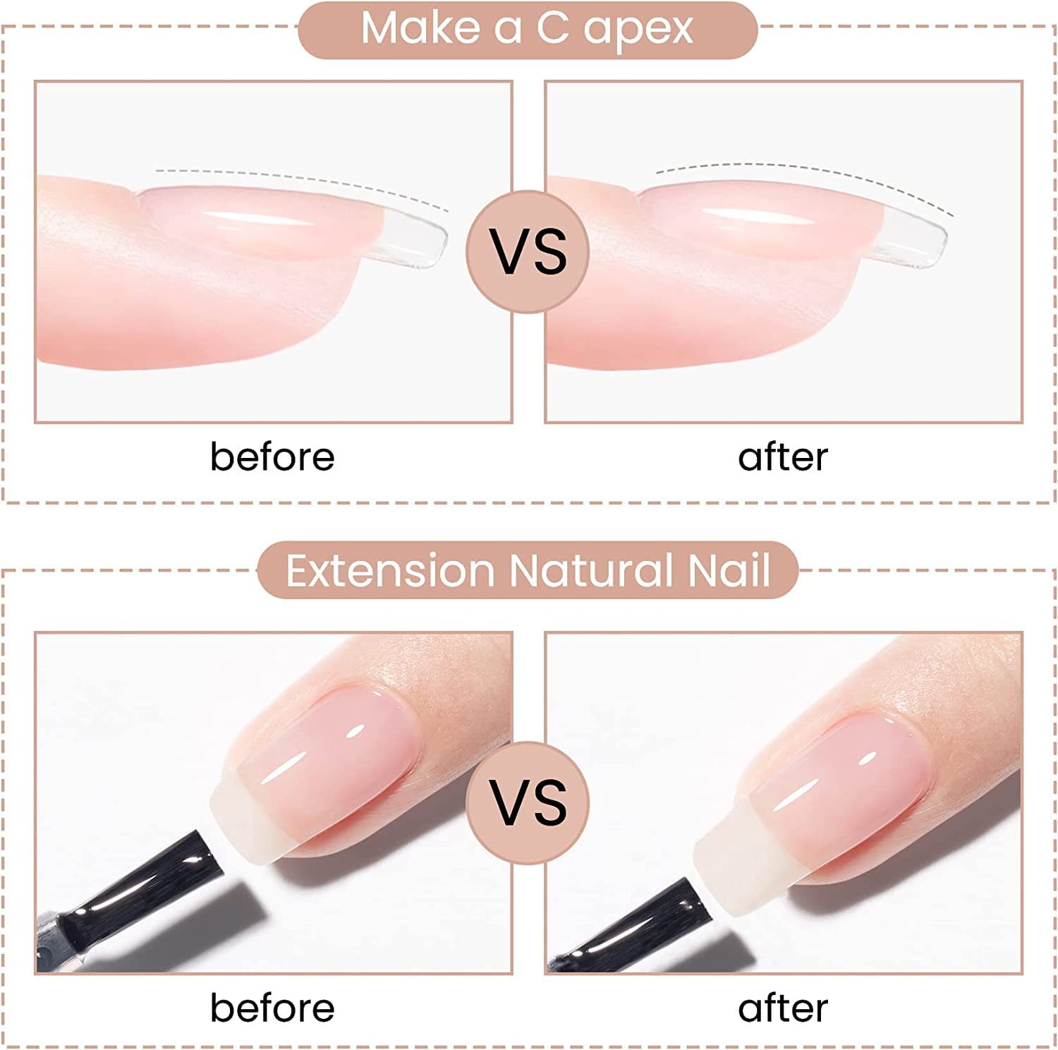 MAYCHAO 15ML 5 in 1 Clear Builder Gel Nail Polish for Extension, Strengthener, Hard Base Gel, Rhinestone for Valtines Home Manicure, 0.5 OZ