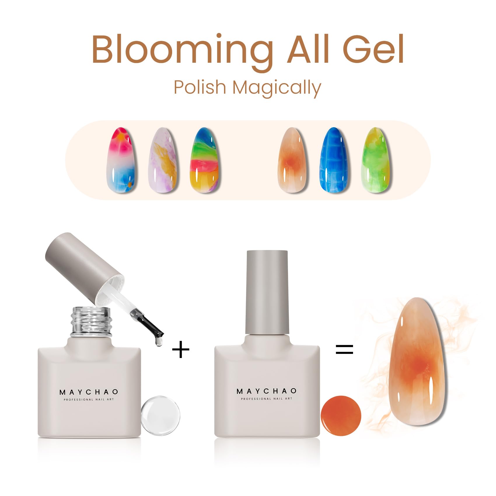 MAYCHAO 15ml Clear Blooming Gel Nail Polish, UV LED Blossom Gel Polish for Spreading Effect Marble Floral Print Watercolor Nail Art Design for Home Nail DIY Manicure, 0.5 Fl Oz