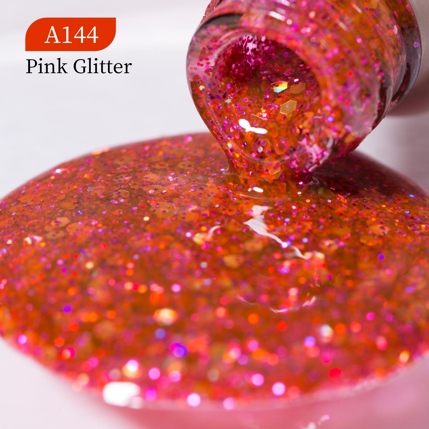 MAYCHAO 15ML Rose Pink Glitter Gel Nail Polish 1Pc Sparkle Pink Glitter Gel Polish Soak Off UV LED Nail Polish Nail Art Starter Manicure Salon DIY at Home, 0.5 OZ