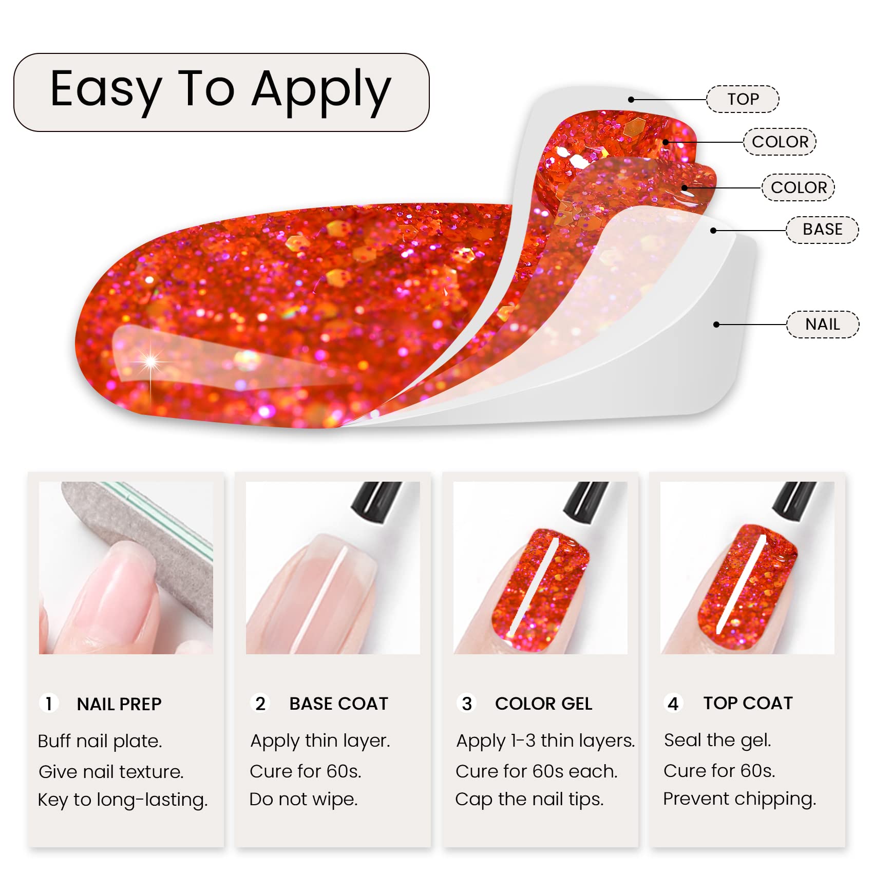 MAYCHAO 15ML Rose Pink Glitter Gel Nail Polish 1Pc Sparkle Pink Glitter Gel Polish Soak Off UV LED Nail Polish Nail Art Starter Manicure Salon DIY at Home, 0.5 OZ