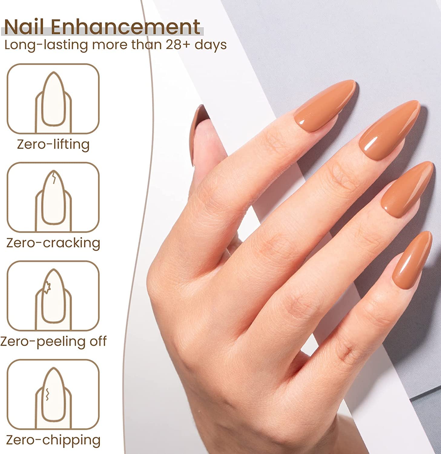 MAYCHAO 15ML 5 in 1 Clear Builder Gel Nail Polish for Extension, Strengthener, Hard Base Gel, Rhinestone for Valtines Home Manicure, 0.5 OZ