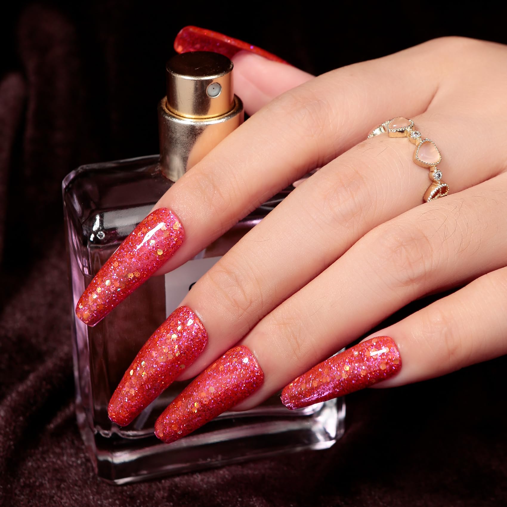 MAYCHAO 15ML Rose Pink Glitter Gel Nail Polish 1Pc Sparkle Pink Glitter Gel Polish Soak Off UV LED Nail Polish Nail Art Starter Manicure Salon DIY at Home, 0.5 OZ
