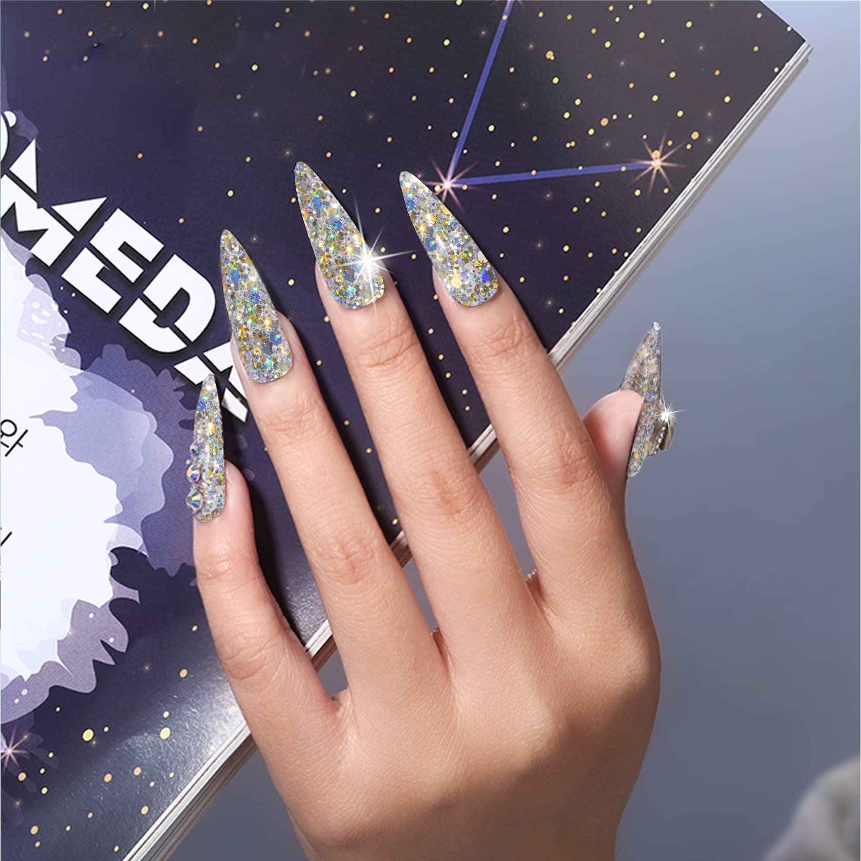 MAYCHAO 15ML Stellar Glitter Gel Nail Polish 1Pc Stella Glitter Gel Polish Soak Off UV LED Nail Polish Nail Art Starter Manicure Salon DIY at Home, 0.5 OZ