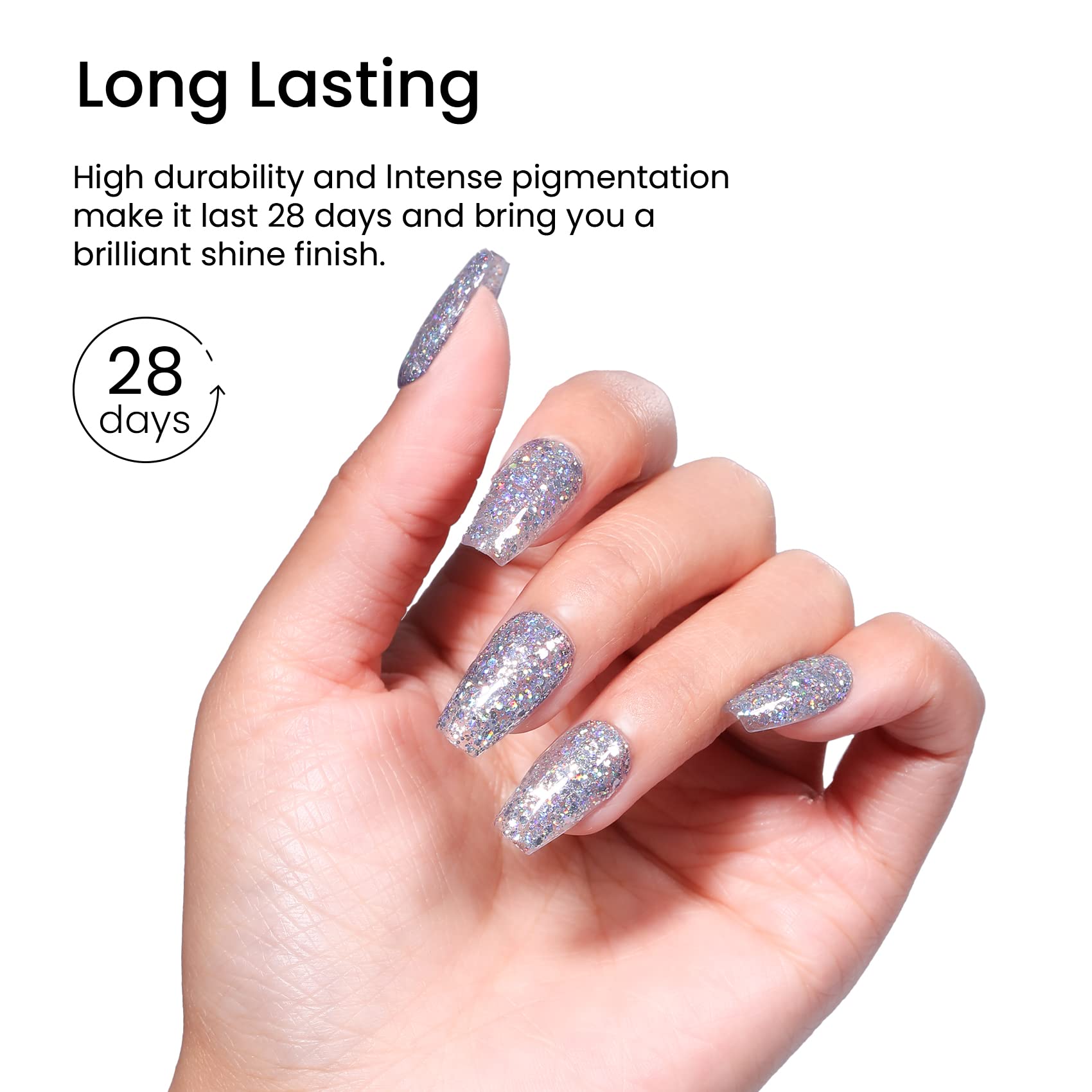 MAYCHAO 15ML Silver Glitter Gel Nail Polish 1Pc Sparkle Silver Glitter Gel Polish Soak Off UV LED Nail Polish Nail Art Starter Manicure Salon DIY at Home, 0.5 OZ