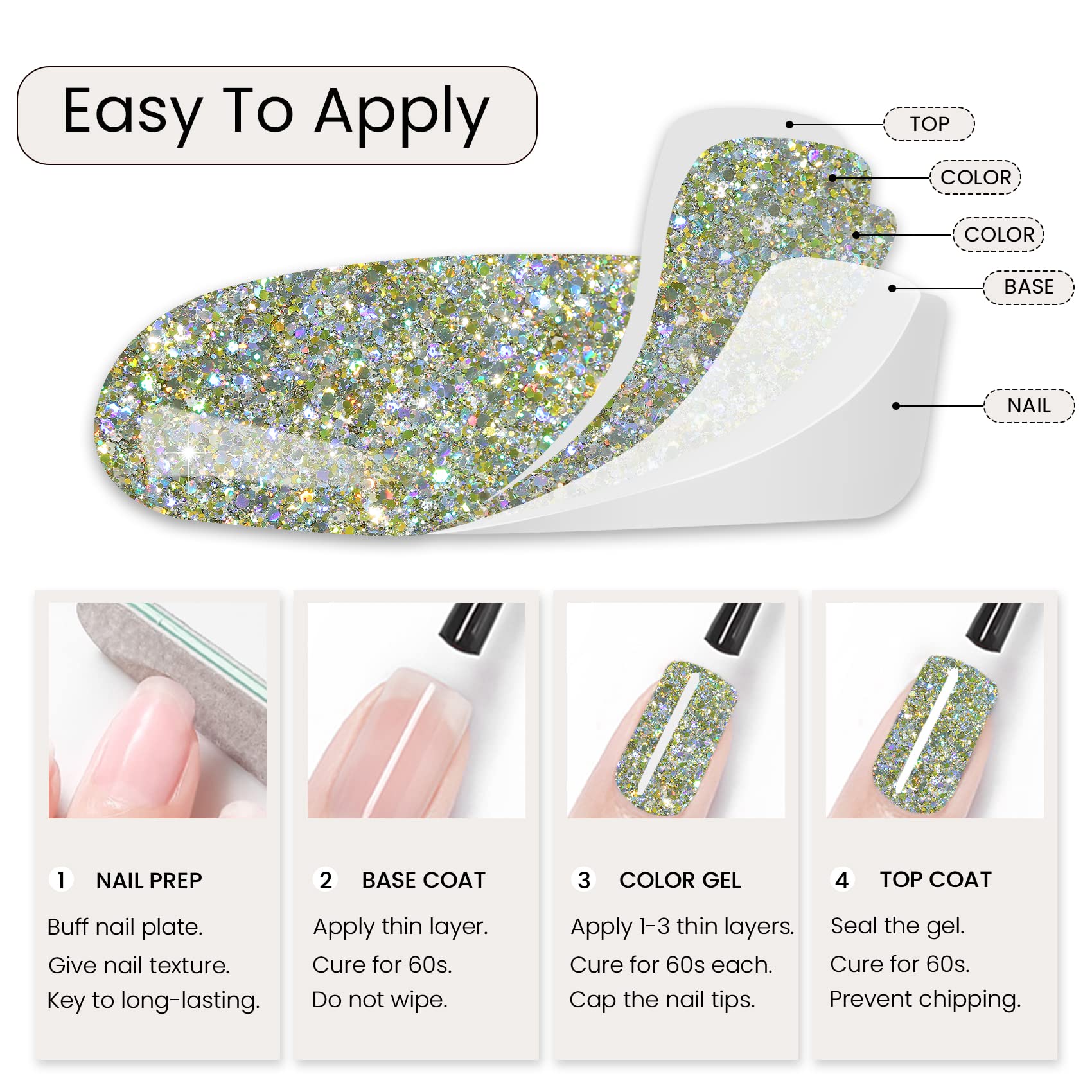 MAYCHAO 15ML Stellar Glitter Gel Nail Polish 1Pc Stella Glitter Gel Polish Soak Off UV LED Nail Polish Nail Art Starter Manicure Salon DIY at Home, 0.5 OZ